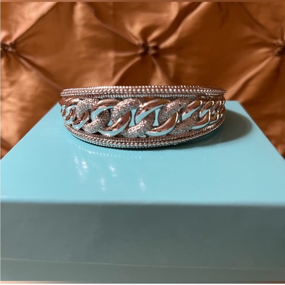 Affinity Diamond Solid Sterling Silver Hinged Curb Link Diamond Cuff Bangle 💎 - Picture 10 of 10